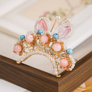 Tocado Hanfu, accesorios de vestuario antiguos, horquillas de estilo antiguo, adornos para el cabello, flor de aleación con imitación de perlas, accesorios pequeños para el cabello - Product Image 2