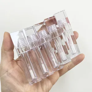 Hot Selling Transparent Lip Gloss Packaging Petg Round Square Hexagon Full Clear 7.8ml 5ml 4ml Lip Gloss Tube