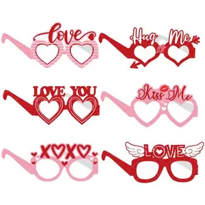 Gafas XOXO de San Valentín para decoración del Día de San Valentín, regalo de papel divertido, accesorios para fotos, gafas de corazón para accesorios de recuerdo de fiesta