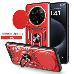 Lichicase 360 porte-anneau rotatif antichoc couverture rigide pour Realme 14 Pro + 5G objectif curseur fenêtre caméra garde étui - Product Image 5
