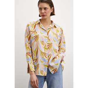 Camisa Modal Estampada para Mujer, Blusa Casual con Botones y Estampado Floral, Tela Popelina Rosa Polvo, Uso Diario - Product Image 2