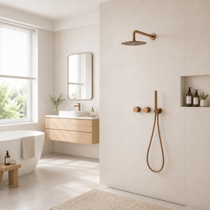 Cross Border All Copper Concealed <b>Shower</b> Set Rose Gold Dual <b>Control</b> Hot Cold Water Plating Bathroom Home Hotel Project - Product Image 1