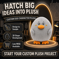 Boneka Bebek Bulu Abu-abu Bentuk Bulat Karakter Kustom, Kapas PP Super Lembut, Bordir, Mainan Hewan Isi Dakron, Pereda Stres, Ramah Lingkungan