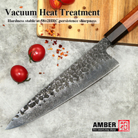 Couteau de chef japonais artisanal en acier à haute teneur en carbone de 8 pouces, fabriqué sur mesure par Yangjiang Amber, avec boîte