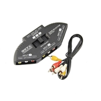 Commutateur AV RCA HITEC 3 voies audio-vidéo pour jeux avec résolution 720P, 1 Go de RAM/8 Go de ROM, garantie 1 an, plastique ABS noir