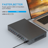 Base de Conexión para Disco Duro Sipolar SH3-10, Hub USB 3.0 de 10 Puertos, Control Inteligente con Software, Adaptador de Carga USB de 110 W