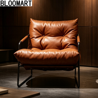 Fauteuil inclinable moderne et simple en métal avec dossier et mousse élastique haute densité pour la maison, le salon ou la maison d'hôtes