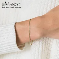 Bracelet à breloques classique tendance pour femme EManco, couleur or, largeur 2/3/4/5 mm, bijoux en acier inoxydable, cadeau