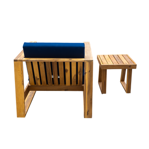 Acacia Wood Tufted Lounge Set-Chair and Ottoman with Removable <b>Cushions</b> All-Weather Chaise Lounge for Living Room - Product Image 6