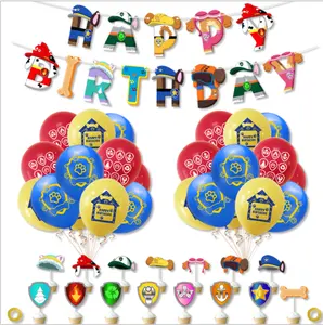 banner geburtstag Suppliers-Paw- Patrol Geburtstags zubehör Dekoration Banner Cupcake Topper Ballons