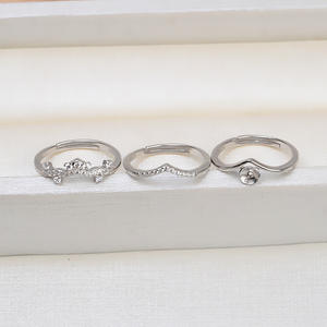 Ensemble de 3 bagues ouvertes en argent S925 faites à la main, accessoires de bricolage pour femmes avec 6-7 perles pliables, support gratuit, 1460 perles en vrac - Product Image 2