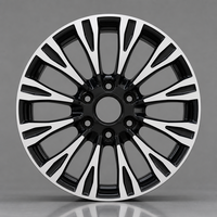 Nouvelle jante en alliage d'aluminium forgé 20 rayons, finition maille noire brillante et argent usiné, 6 trous, logo personnalisé, jante de voiture 16-22 pouces 5x114.3