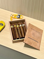 Boîte à cigares en bois massif faite à la main Vintage caisse de rangement de bureau doublée de cèdre espagnol avec humidificateur cadeau pour hommes