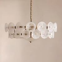 Lustre en verre vintage français avec cadre en laiton, luminaire suspendu LED moderne pour chambre à coucher, salle à manger, villa, escalier, salon