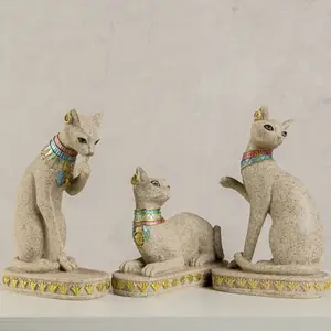 Estatua de gato para decoración del hogar, recuerdos de Egipto, Mini estatuilla de resina, figura coleccionable de la diosa del gato de Egipto Bastet