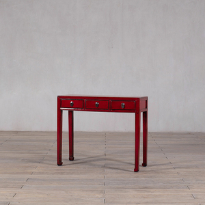 <span class=keywords><strong>Console</strong></span> à 3 tiroirs rouge vif vieilli, <span class=keywords><strong>bureau</strong></span> en bois rustique d'inspiration orientale, table de rangement vintage pour l'entrée et la décoration intérieure - Product Image 5