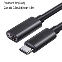 Premium 1m 3,3ft Max 3A 60W USB-C Typ-C Stecker auf USB-C Typ-C Buchse Verlängerungskabel