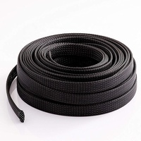 Protector de Cables Eléctricos de PET Duradero, Funda Trenzada con Resistencia al Fuego VW-1, Color Negro, de -50 °C a +150 °C, para la Gestión de Cables