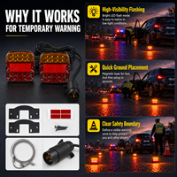 Luces LED Recargables para Remolque SFIDA TC-04, Instalación Inalámbrica y sin Herramientas, Interruptor Magnético Inteligente, Resistentes a la Intemperie