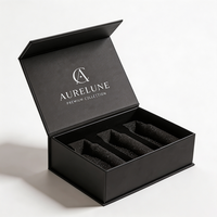 Boîte cadeau magnétique personnalisée avec insert en mousse, emballage en papier rigide écologique avec logo en feuille d'argent, finition noire mate