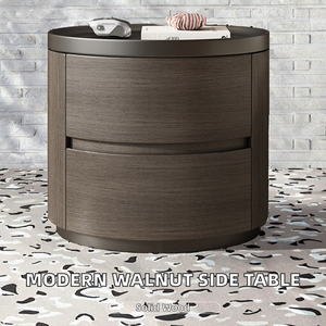 Table de chevet moderne minimaliste de luxe en bois massif à 2 tiroirs, idéale pour appartement et chambre à coucher – Meuble de maison très prisé - Product Image 2