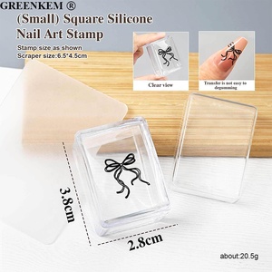 Tampon en silicone doux et transparent pour l'art des ongles, rond et carré, à couvercle français, pour bricolage - Product Image 6