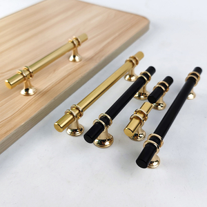 Kombinasi emas hitam gagang furnitur lubang tunggal pegangan pintu lemari kabinet kuat batang T Eropa - Product Image 4