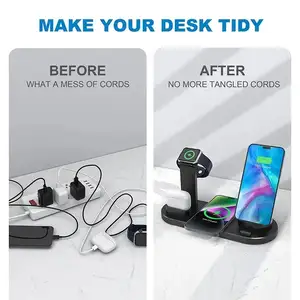 Mobile Phone Fast Charging Holder 4 In 1 6 In 1 Universal Wireless Charger Station For Smart Phone Iphone
