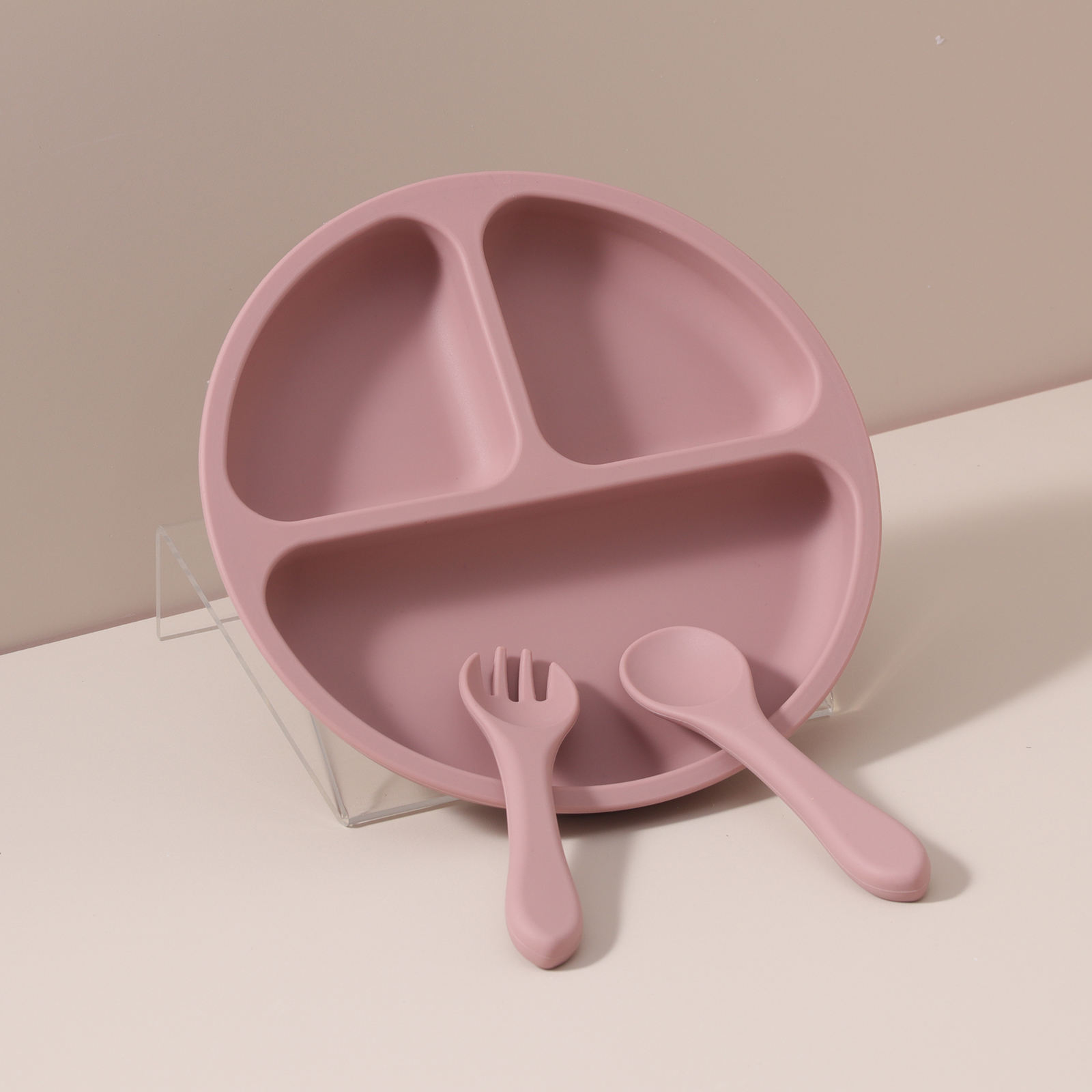 Plate with Spoon Frok Set | Pale Mauve