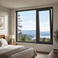 Ventana Abatible y Giratoria de Tamaño Estándar, Económica, de Aluminio 6063-T5 con Rotura de Puente Térmico y Doble Acristalamiento para el Hogar