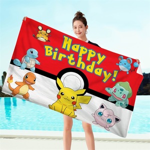 ผ้าขนหนูเด็กคุณภาพสูงลายการ์ตูนโปเกมอน ขนาดใหญ่ เนื้อไมโครไฟเบอร์นุ่มพิเศษ ซึมซับน้ำได้ดี แห้งเร็ว เหมาะสำหรับสระว่ายน้ำ ท่องเที่ยว อาบน้ำ และชายหาด - Product Image 4