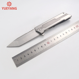 Yueyang มีดพับไทเทเนียมอัลลอยปรับแต่งได้ผลิตจากเหล็ก3CR13ความแข็งสูงมีดยุทธวิธีล่าสัตว์เดินป่า - Product Image 6