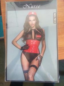 Lingerie <span class=keywords><strong>Sexy</strong></span> da Infermiera in Rete Erotica, Body a Rete con <span class=keywords><strong>Clip</strong></span> Modellanti per Donne Formose - Product Image 5