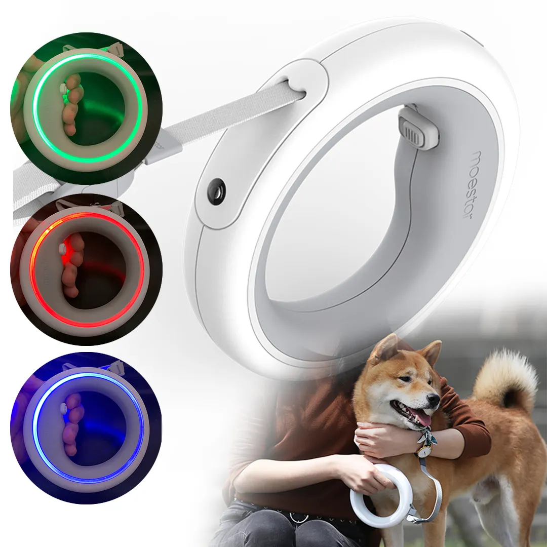 Усовершенствованная веревка для собак Moestar V 2022, умный поводок для собак, противоударный светодиодный светильник для ходьбы, Выдвижной Поводок для домашних животных в виде НЛО, 2,0
