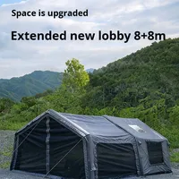 Tente de toit gonflable en coton vert quatre saisons 8+8m pour camping extérieur nuitée, colle noire