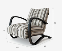 Fauteuil d'appoint Mid-Century French Cream Berk, fauteuil de loisirs design pour salon, chambre et balcon