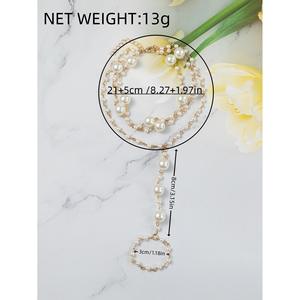 Chaîne de cheville bohème en fausses perles plaquée or pour femme, bijou de fête tendance - Product Image 6