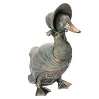 Sculpté à la main taille réelle mignon flaque d'eau canard Peter lapin décoration jardin coulée métal bronze Animal Statue sculpture