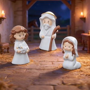Mini Statuine Religiose Set Presepe con Gesù Bambino e Angeli, <span class=keywords><strong>Accessori</strong></span> Fai-da-Te in Resina per Scene Natalizie in Miniatura - Product Image 3
