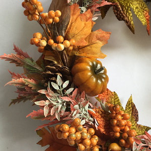 Haute Qualité Halloween Suspendus Décoration Automne Ferme Citrouille Artificielle Gland Berry Pinecone Feuille Couronnes pour Noël - Product Image 3