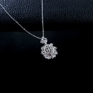 925 Sterling Silver Lab-Grown <b>Ruby</b> <b>Necklace</b> - Product Image 4