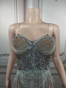 Undefined A6991 Luxury strass <span class=keywords><strong>Mini</strong></span> Party Dress <span class=keywords><strong>trasparente</strong></span> sottile strass strass abiti strass - Product Image 5