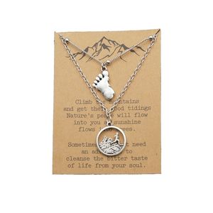 Collier unisexe en alliage de zinc, design animal Bigfoot classique, bijoux de voyageur de la forêt avec carte de montagne - Product Image 3