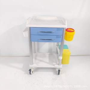 Carrito de tratamiento médico de ABS con 4 ruedas giratorias, bandeja y cesta para uso hospitalario - Product Image 5