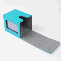 Boîte de rangement pour cartes Commander en cuir PU avec fenêtre de présentation, capacité de 100 cartes à double pochette, rangement TCG, logo personnalisé, vente en gros