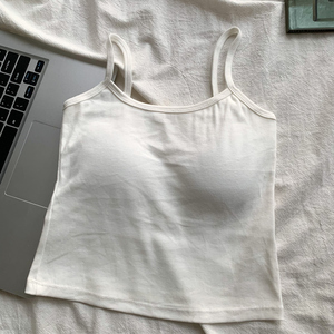 BM Style femmes <span class=keywords><strong>col</strong></span> en <span class=keywords><strong>v</strong></span> gilet séchage rapide élastique coton court poitrine Pad bas sans manches jarretelle haut extérieur serré petit gilet - Product Image 5