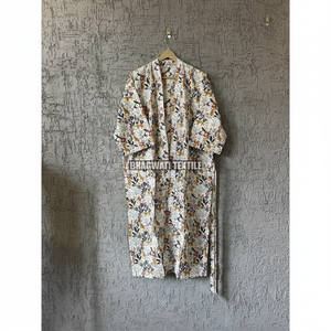 100% Peignoir en coton biologique pour femmes doux japonais Kimono Style vêtements de nuit traditionnel nouveau imprimé fleuri pour la vie quotidienne - Product Image 1