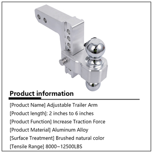 Hợp kim nhôm có thể điều chỉnh vuông miệng 2-6 inch Trailer đôi bóng kéo thả Hitch - Product Image 4
