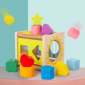 Los más vendidos juguetes de bloques clasificadores de colores y <span class=keywords><strong>forma</strong></span> de <span class=keywords><strong>cubo</strong></span> de madera Montessori para niños aprendizaje preescolar y regalo de bebé a juego - Product Image 5