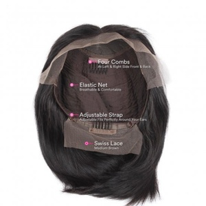 Large Stock Fast Shipping Wholesale Half <b>Lace</b> Bob <b>Wig</b> Straight. #1b Virgin Hair - Product Image 4